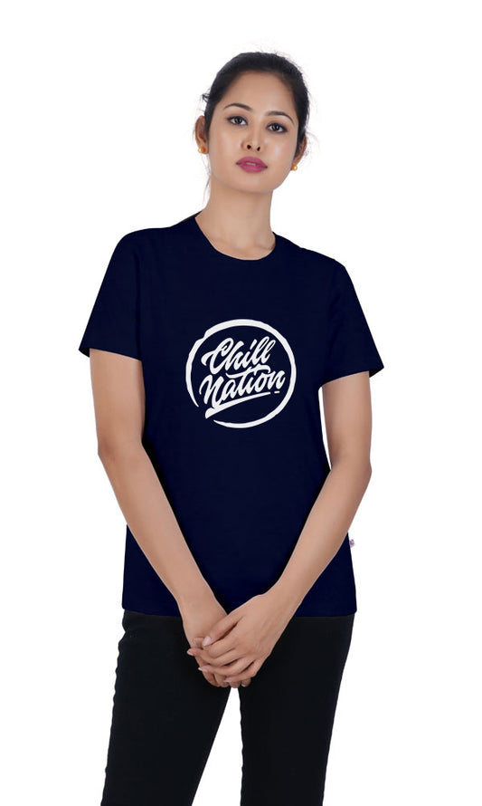 Chill Nation Printed Navy Tshirt