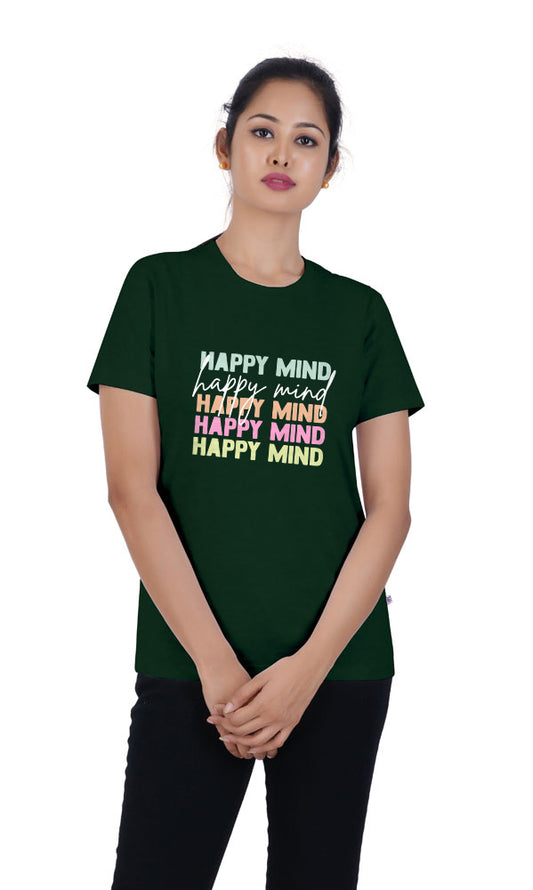 Happy Mind Printed BottleGreen Tshirt