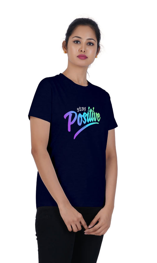 Stay Positive Printed Navy Tshirt