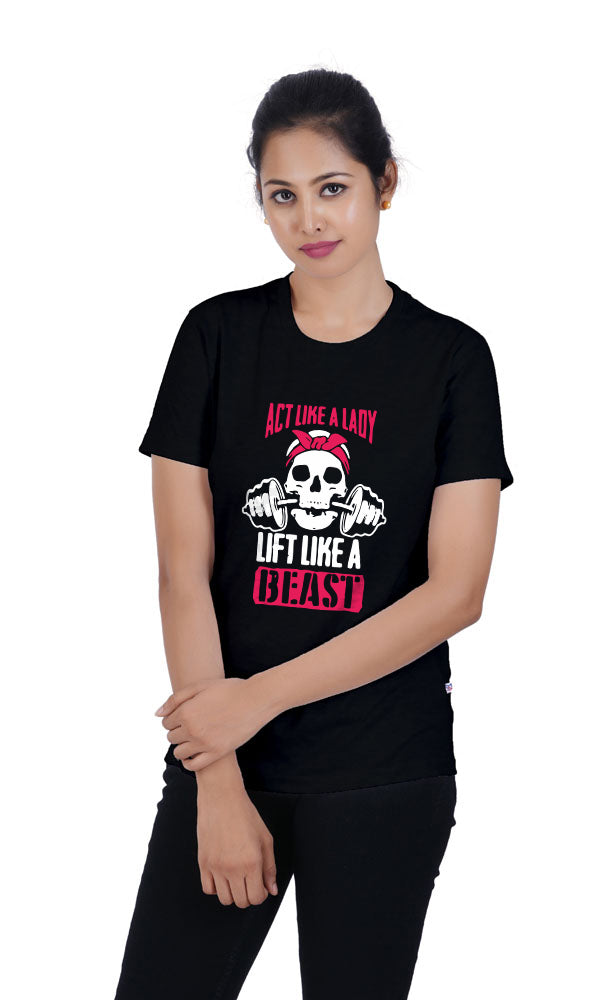 Act Like A Lady Printed Black Tshirt