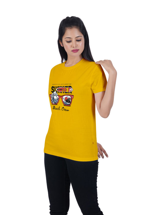 Summer Beach Printed Yellow Tshirt