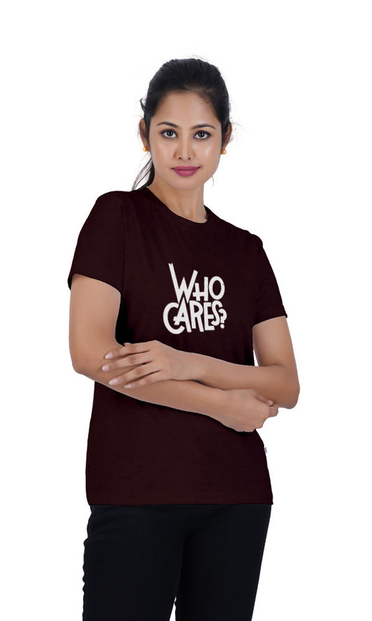 Who Cares? Printed Burgundy Tshirt