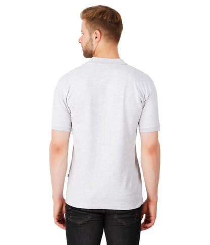 Men's Regular Fit Polo White Milange  T Shirt