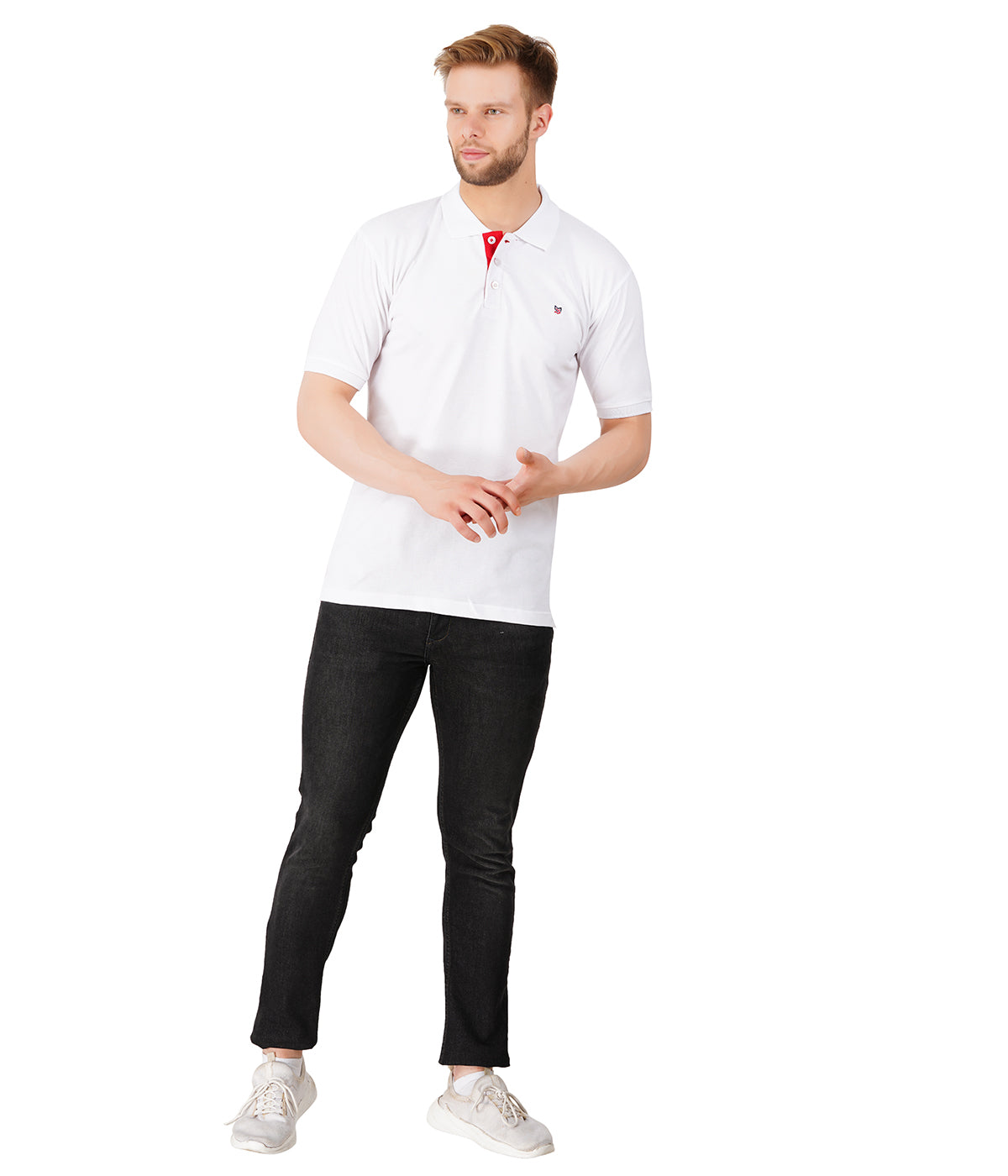 Men's Regular Fit Polo White T shirt