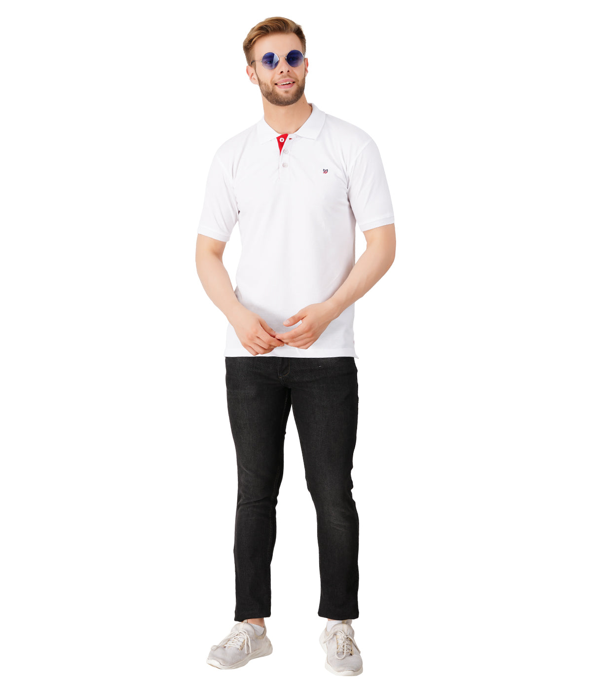 Men's Regular Fit Polo White T shirt