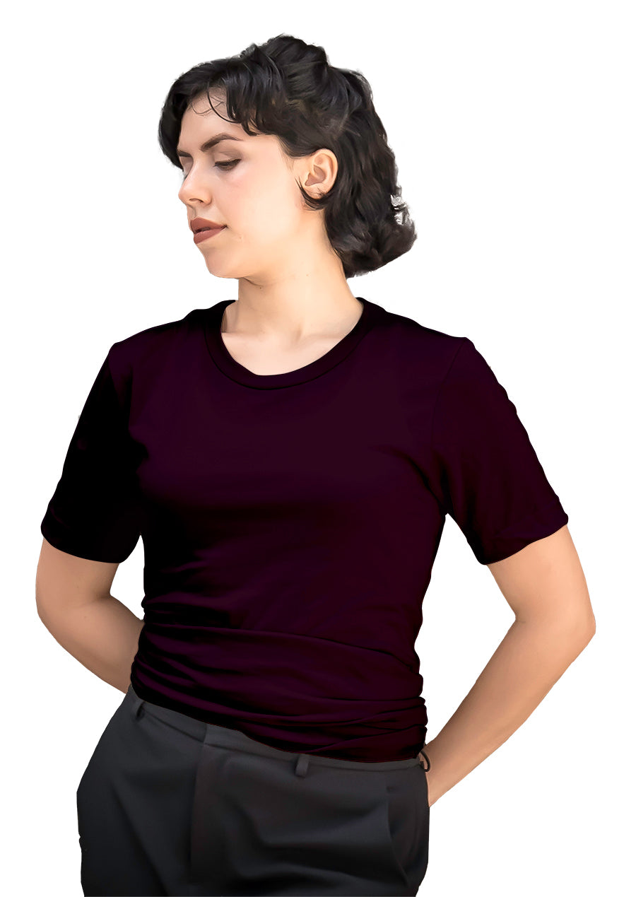 Burgundy Women Plain Tshirt