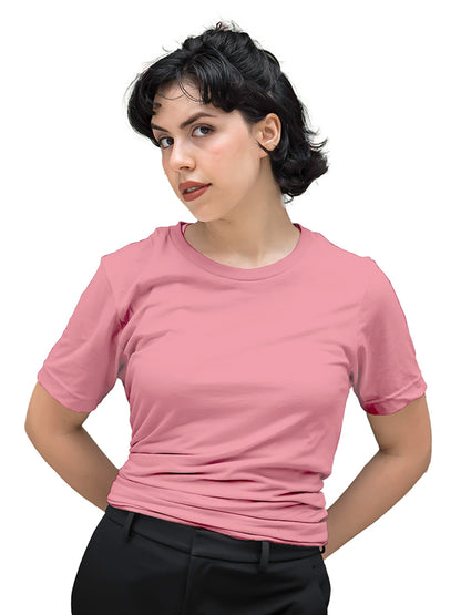 Peach Women Plain Tshirt