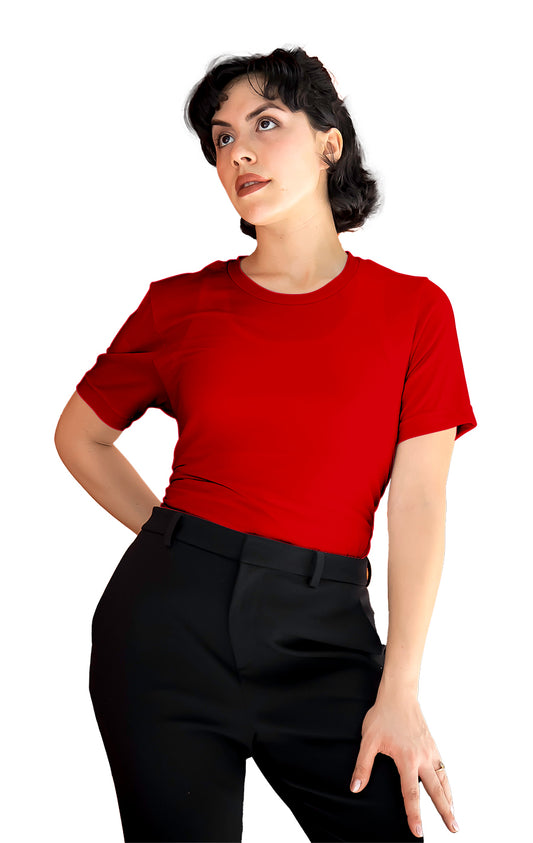 Red Women Plain Tshirt