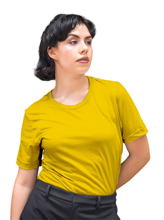 Yellow Women Plain Tshirt